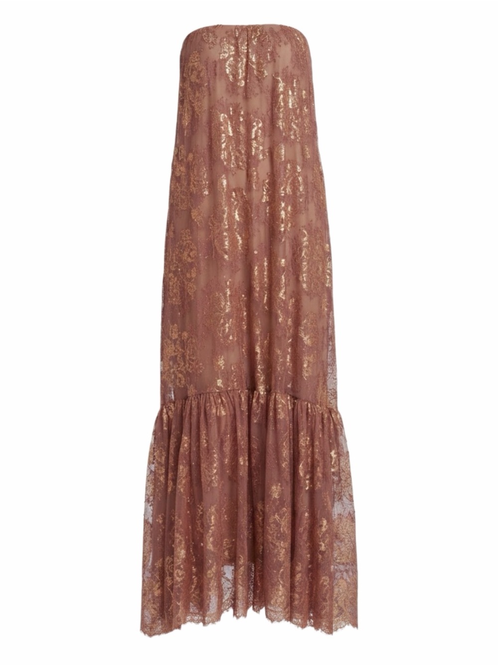 Helsi Cara Women’s Strapless Metallic Burgundy Gold Lace Maxi Dress Size XS NEW - Picture 8 of 12